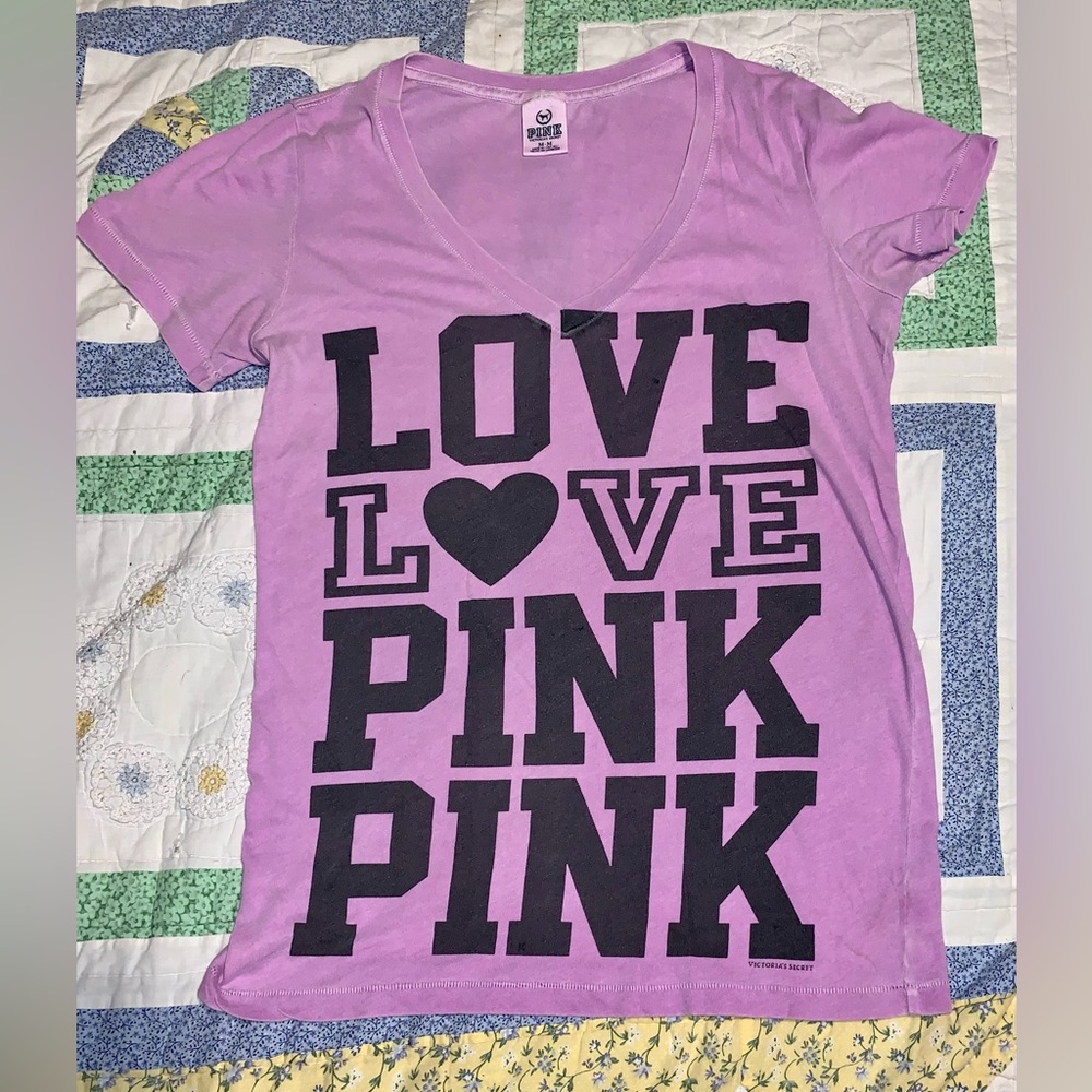 (TWO) Victoria Secret PINK T-Shirts in purple color --- Size Small/Medium